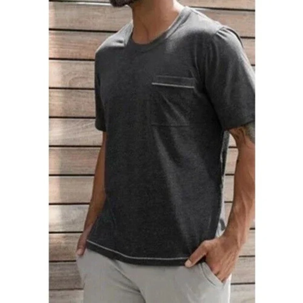 Lahgo by Lunya Restore Short Sleeve Pajama T-Shirt - Grey Small